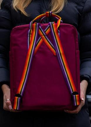 Рюкзак бордового кольору з різнокольоровими ручками fjallraven...3 фото