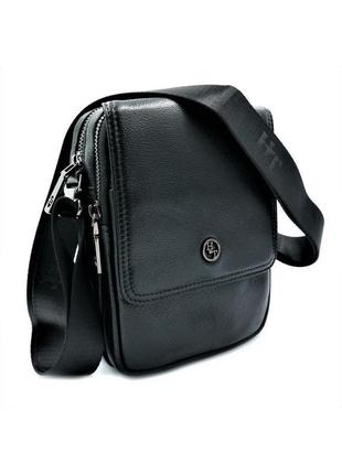 Чоловіча шкіряна сумка h. t. leather чорного кольору skl85-296475