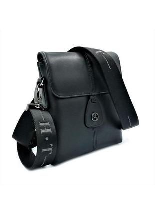 Чоловіча шкіряна сумка h. t. leather чорного кольору skl85-296477