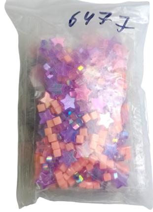 Набір шматочків мозаїки скло зірочка мікс фіолетовий, рожевий, білий 200 гр 150-180 штук товщина 4 мм6 фото