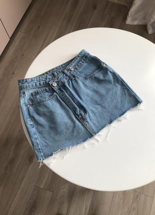 Юбка юбка юпка асимметричная джинсовая мини юбка1 фото