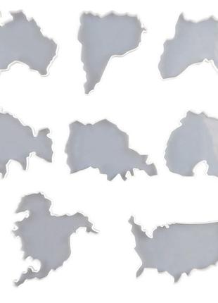 Форма молд карта мира из 8 частей составная для эпоксидной смолы1 фото