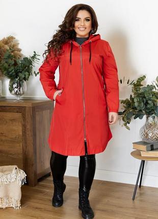 Жіноча куртка-плащ із плащової тканини червоного кольору skl92...