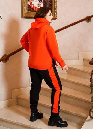 Жіночий теплий костюм на флісі оранжевого кольору skl92-3564062 фото