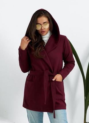 Жіноче кашемірове пальто марсала skl92-2894806 фото