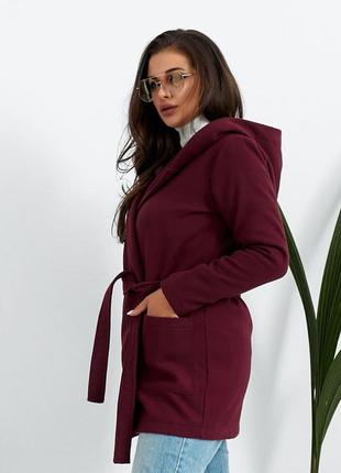Жіноче кашемірове пальто марсала skl92-2894808 фото