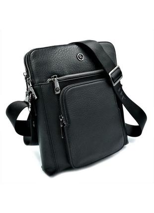 Чоловіча шкіряна сумка h. t. leather чорного кольору skl85-296493