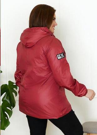 Жіноча куртка з плащової тканини марсала р. 56-58 skl92-3227253 фото