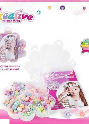 Набір бісеру 5 різновидів намистин, леска, заколки для волосся, 14*2*12 см, у кор. /240-2/