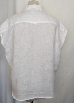 Льняная белая рубашка без рукавов оверсайз united colors of benetton3 фото