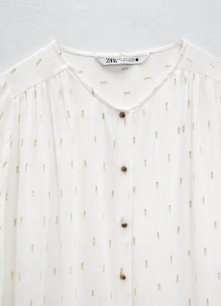 Рубашка в принт ✨zara✨ аппликации металлизированной нитью блуза блузка летучая мишь7 фото