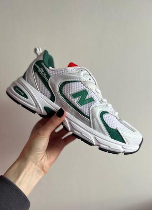 Женские кожаные кроссовки new balance 530 white greenUN беланс 530