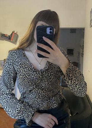 Блуза тигрова/ блуза з рюшами1 фото