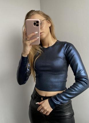 Кроп топ на длинный рукав водолазка лонгслив zara