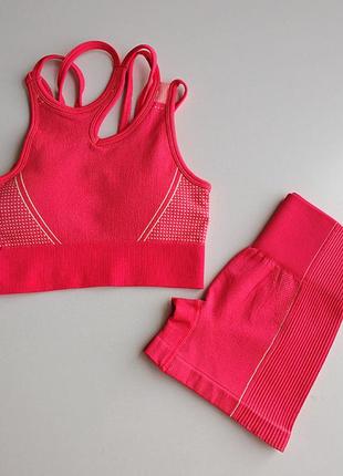 В наличии женский спортивный костюм топ и шорты цвет в ассортименте фитнес йога1 фото