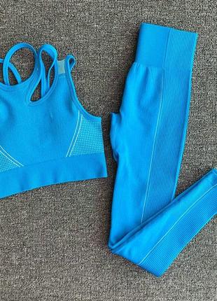 Женский спортивный костюм топ топик и лосины (штаны) цвета в ассортименте1 фото
