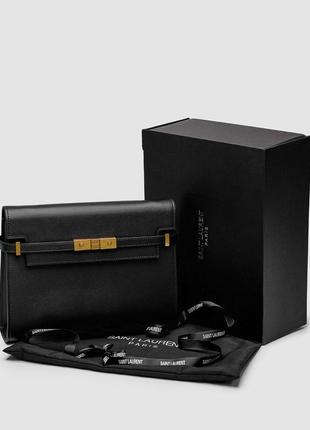 👜 saint laurent manhattan medium leather shoulder bag black1 фото