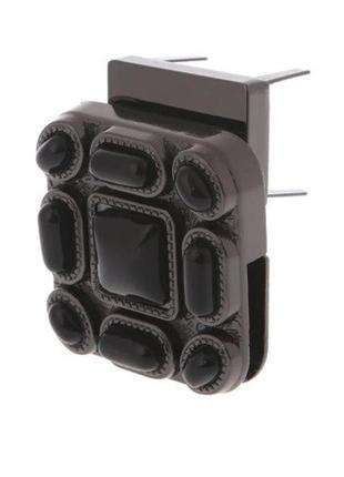 Замок для сумки защелка 40*40 мм черный с черными камнями