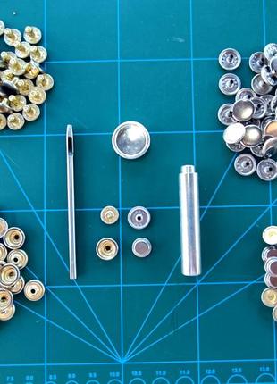 Набор для установки кнопок 12.5 мм №503 из 3 предметов + 50 кнопок цвет серебро