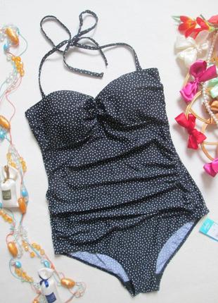 Шикарный слитный купальник в мелкий горох с драпировкой holiday shop 💗🌴💗