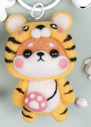 Набор для валяния из шерсти щенок сяо тигренок  + инструменты + шнурок