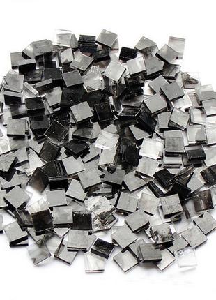 Набір шматочків мозаїки слюда форма квадрат 200 грам 1*1 см 280 штук колір чорний з прозорим