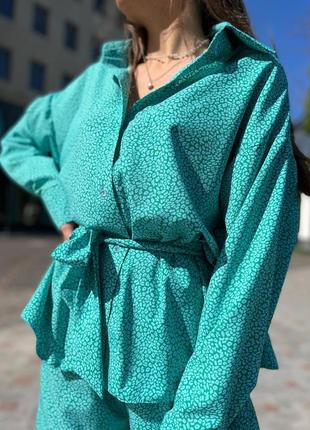 Костюм жіночий (сорочка+штани) 42-46 малина (рожевий), зелений, чорний, синій, бежевий8 фото