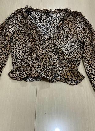 Блуза тигрова/ блуза з рюшами2 фото