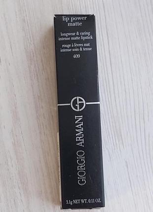 Помада для губ giorgio armani lip power matte 409 electric.  вага 3.1 g.2 фото