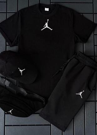 Мужской комплект футболка, шорты, кепка, барсетка jordan