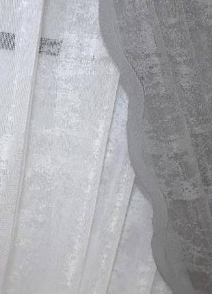 Кухонні шторки (320х170см) з підв'язками. колір білий з сіро-бежевим4 фото