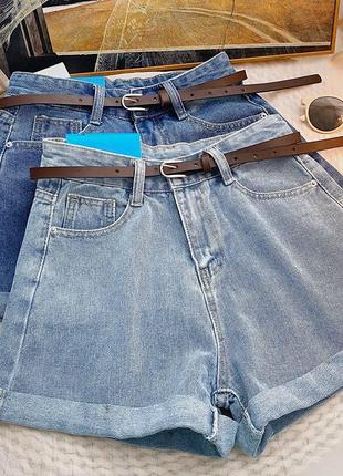 Стильные женские джинсовые шорты, в комплекте с ремешком💥3 фото