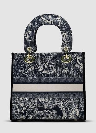 👜 christian dior medium lady d-lite bag black/tiger3 фото