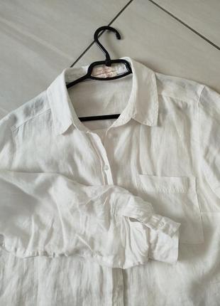 Льняная белая рубашка4 фото