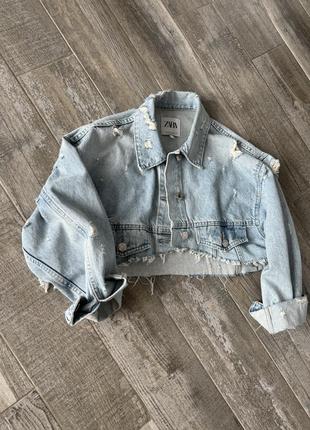 Стильна джинсова куртка zara2 фото