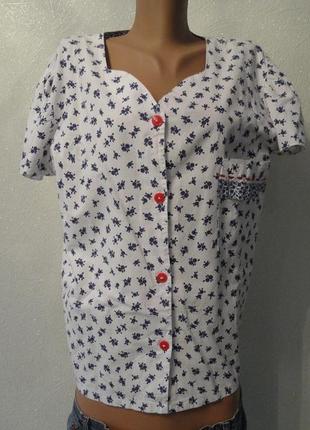 Рубашка, кофта с узором, короткий рукав на пуговицах, пижама1 фото