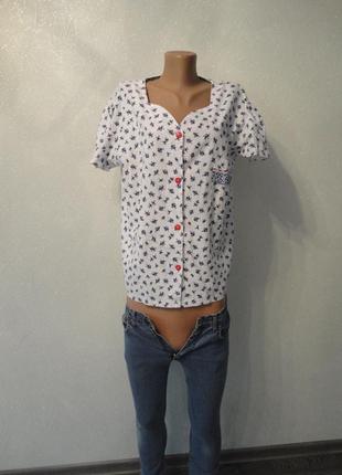 Рубашка, кофта с узором, короткий рукав на пуговицах, пижама4 фото