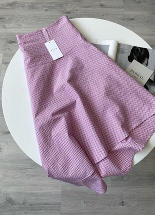 Vila розовая асимметричная юбка в клетку юбка меди1 фото