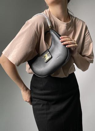 Сумка celine ava triomphe soft bag in smooth calfskin black5 фото