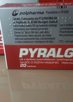 Пиралніна pyralgina.  метамізол натрію. - 20 табл (10.2024 р)
