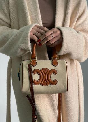 Сумка celine small boston cuir triomphe in textile and calfskin