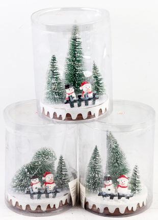 Уценка 30% новогодняя led декорация 3d фигурки "снеговики" 14х10,5см, 1шт/этик.