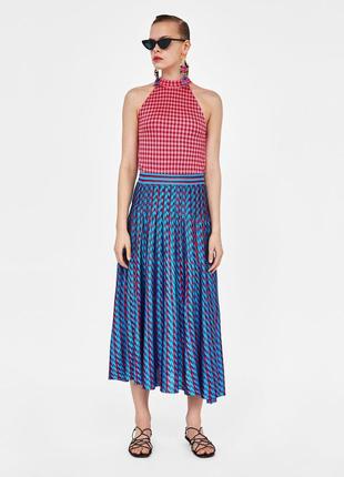 Жаккардовая юбка с распоркой спереди zara (missoni)3 фото