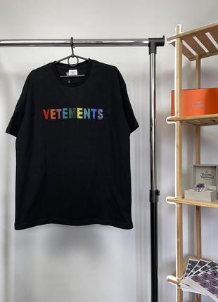 Vetements «rainbow» t-shirt | футболка ветементс зі стразами