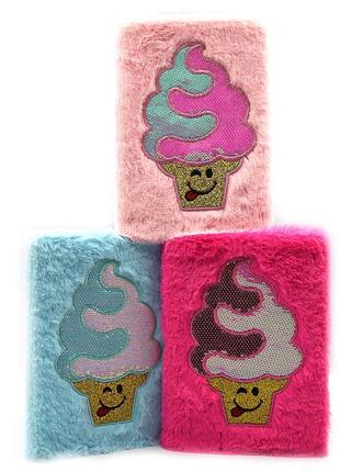 Блокнот пушистый клетка, желт.бум."ice cream" а5 70g 80p, 1шт/этик. 0382dscn  ish