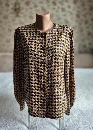 ⚜️🔱⚜️ женская  винтажная шелковая блузка рубашка elegance paris в принт с трензелями в стиле gucci