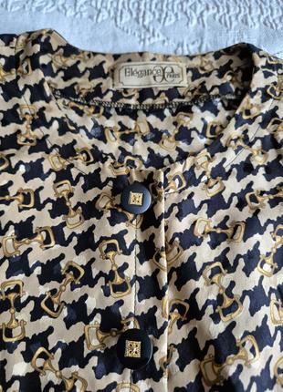 ⚜️🔱⚜️ женская  винтажная шелковая блузка рубашка elegance paris в принт с трензелями в стиле gucci4 фото