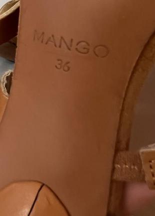 Коричневые босоножки на каблуке натуральная на кожа mango9 фото