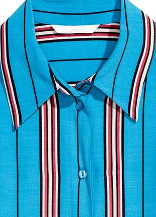 Яскрава блакитна блуза-сорочка у смужку із віскози h&m #31942 фото