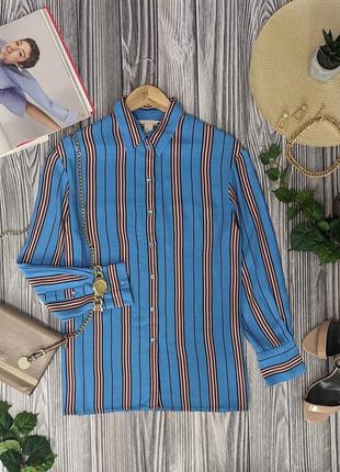 Яскрава блакитна блуза-сорочка у смужку із віскози h&m #31943 фото